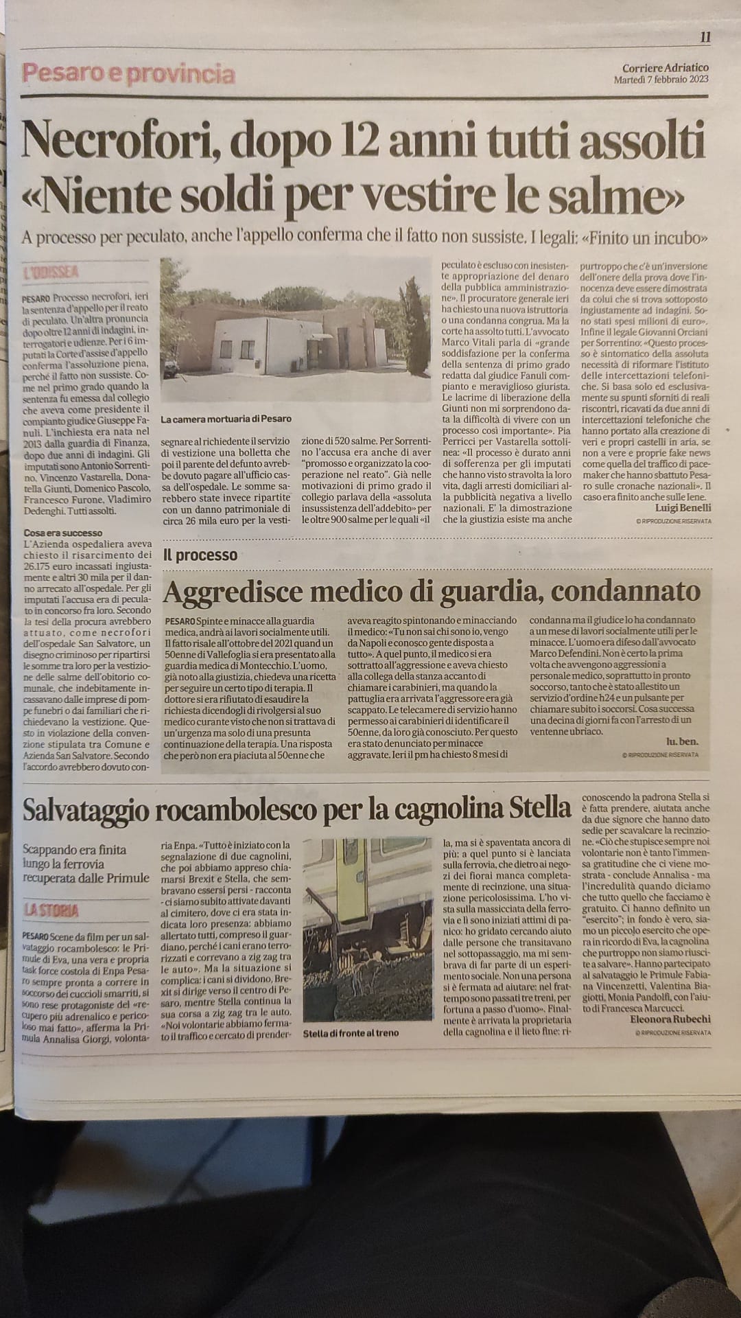 Articolo Corriere Adriatico sul processo per peculato vinto studio Vitali Pesaro